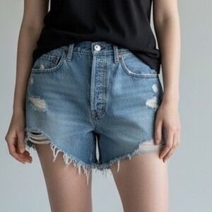 Levi's 501‎ Distressed Denim Cutoff Shorts – Women's W32 Blue Raw Hem